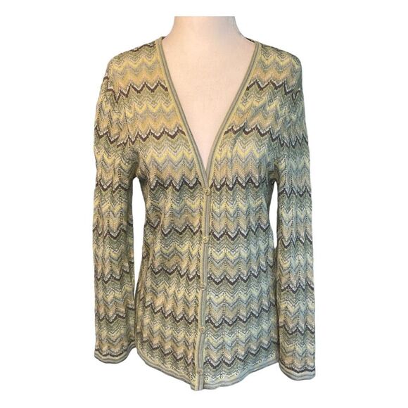 Sigrid Olsen Chevron Stripe Cardigan Sweater MP - Picture 1 of 9